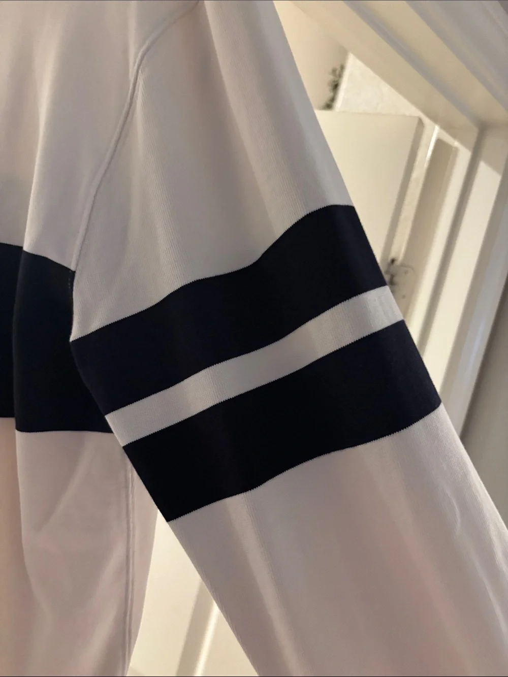 J. Crew Cream Crewneck Sweater with Navy Stripes